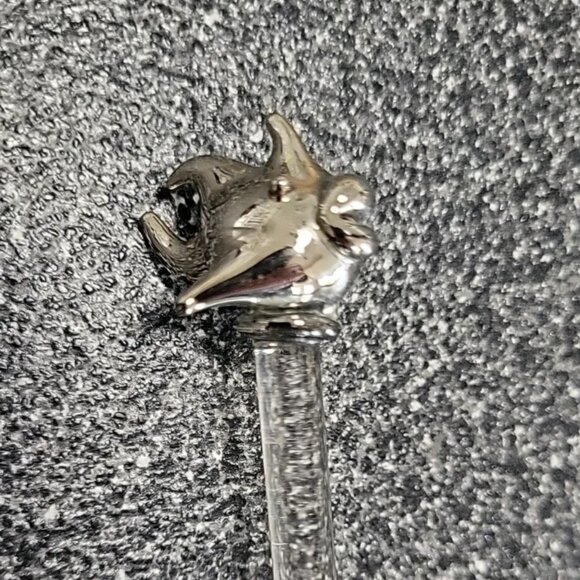 7 Cocktail Stir Sticks Swizzle Sticks Glass with Silvered Glass Animal Heads - Picture 9 of 11